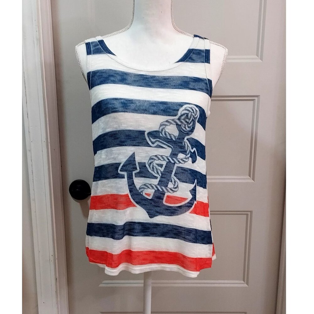 Twenty Second 22__used_blue, red, white stripe and anchor print_sleeveless